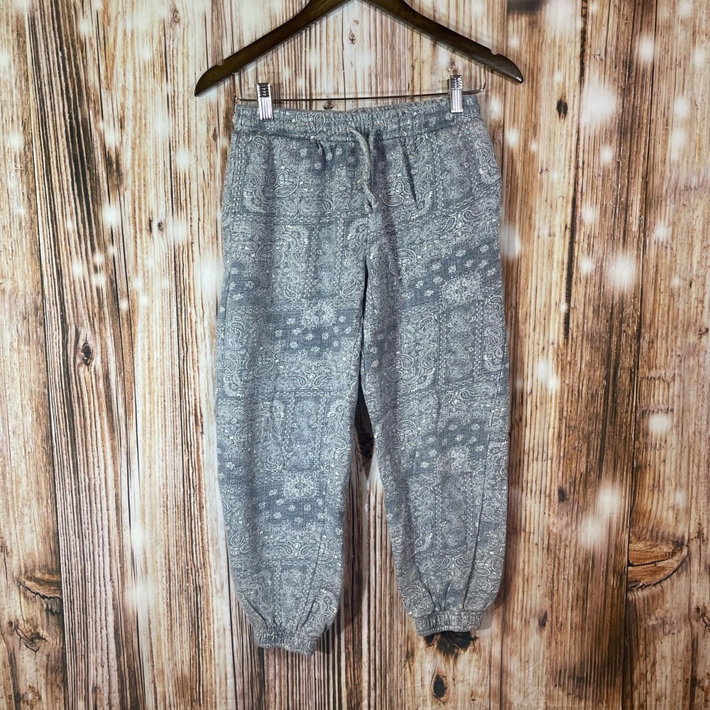 Treasure & Bond Navy Paisley Girl's Sweatpants - Size L 10/12 Boho Tween Joggers